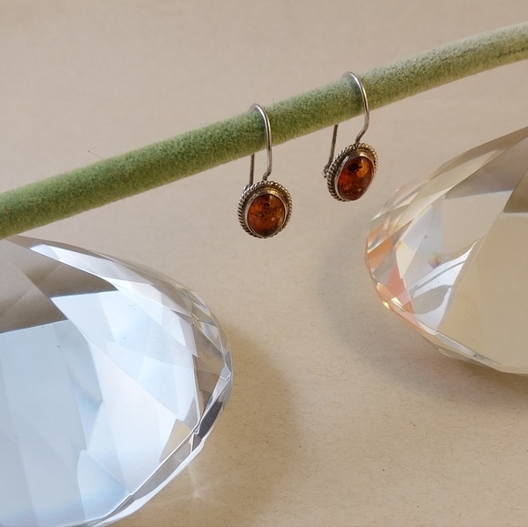 Sterling Silver Baltic Amber Earrings - Picture 10 of 11